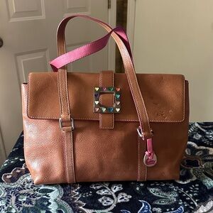 Dooney & Bourke Tan and Pink Satchel